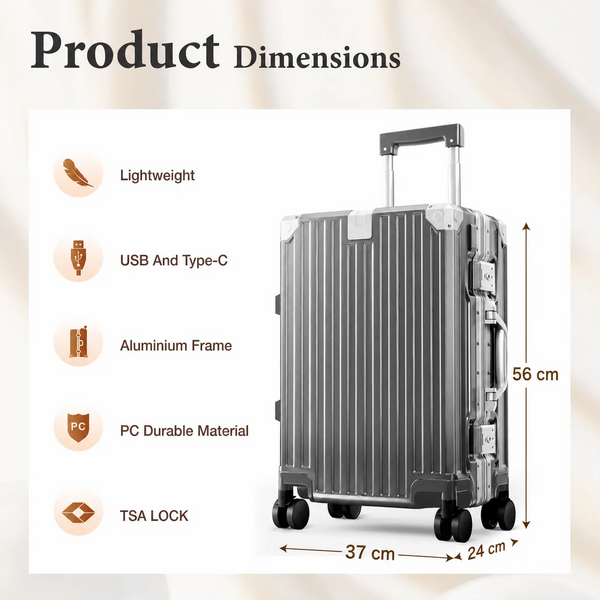 Hard Shell Aluminium Frame Luggage Set with TSA Lock