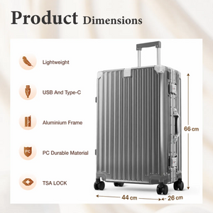 Hard Shell Aluminium Frame Luggage Set with TSA Lock