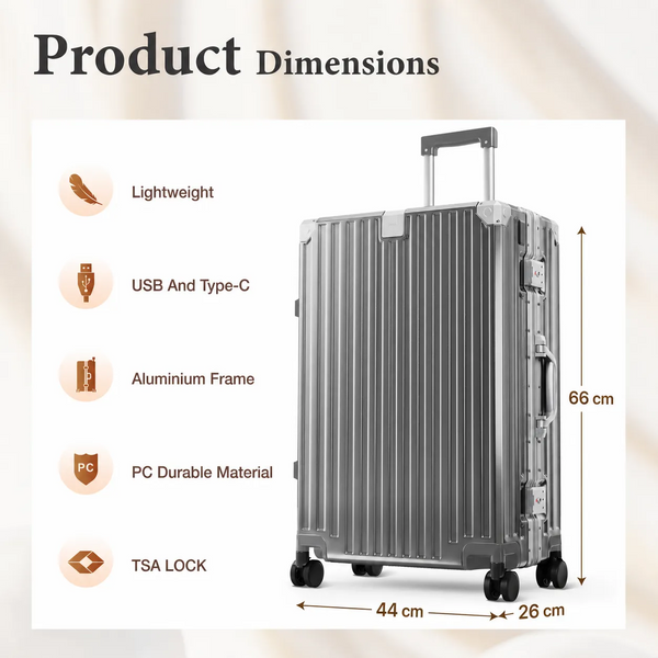 Hard Shell Aluminium Frame Luggage Set with TSA Lock