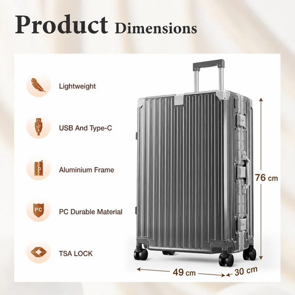 Hard Shell Aluminium Frame Luggage Set with TSA Lock