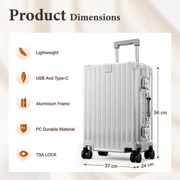 Hard Shell Aluminium Frame Luggage Set with TSA Lock