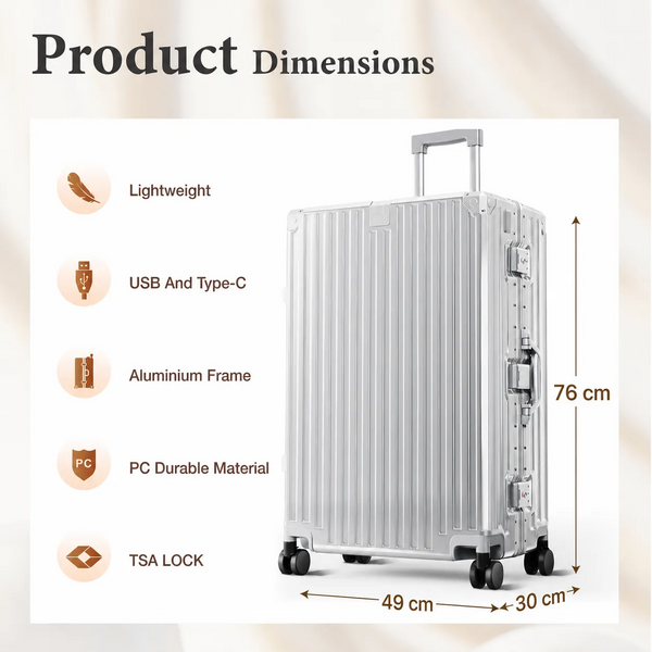 Hard Shell Aluminium Frame Luggage Set with TSA Lock