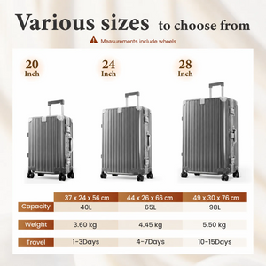 Hard Shell Aluminium Frame Luggage Set with TSA Lock