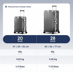 2-Piece PC Hard Shell Trunk Suitcase Set with Aluminium Frame & TSA Lock