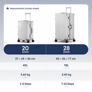 2-Piece PC Hard Shell Trunk Suitcase Set with Aluminium Frame & TSA Lock