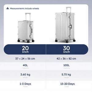 2-Piece PC Hard Shell Trunk Suitcase Set with Aluminium Frame & TSA Lock