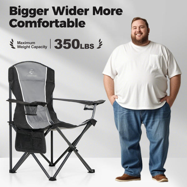 Set of 2 Folding Camping Chairs with Armrests