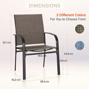 Phi Villa 5 Piece Garden Dining Set with 4 Fixed Textilene Chairs and Table