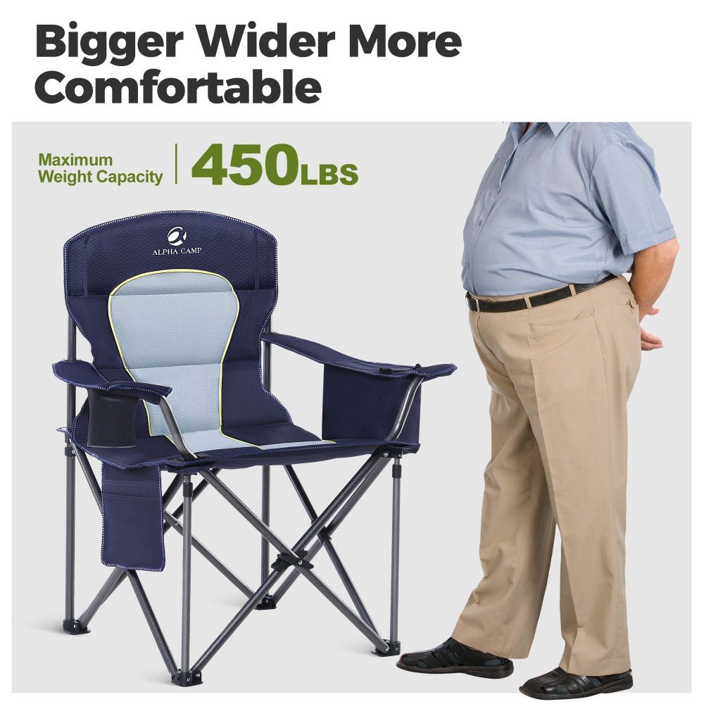 Navy Blue Thick Padded Camping Chair with Armrests