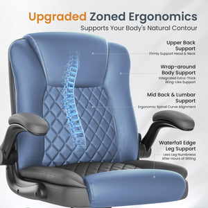 Diamond-Quilted PU Leather Office Chair with Flip-Up Armrests