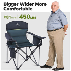 Green Thick Padded Camping Chair with Armrests