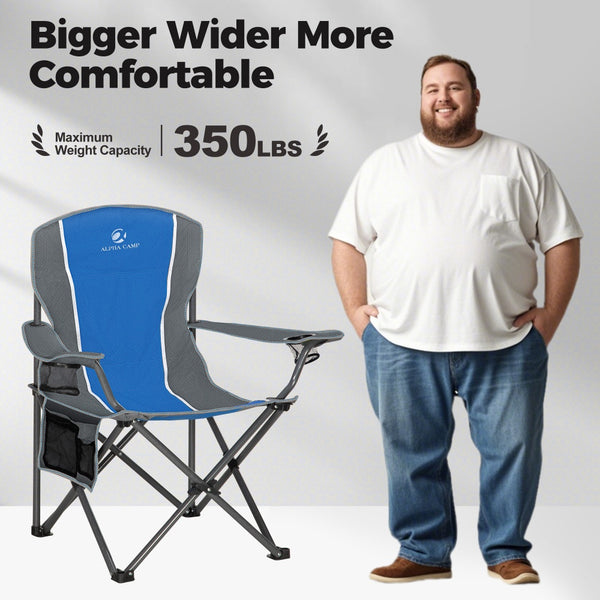 Set of 2 Folding Camping Chairs with Armrests
