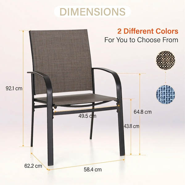 Phi Villa 5 Piece Garden Dining Set with 4 Fixed Textilene Chairs and Table