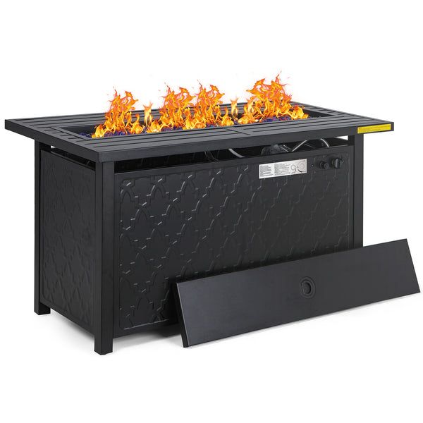 50,000 BTU Smokeless Gas Fire Pit Table with Lid for Garden