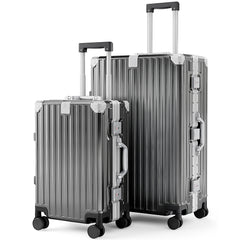 2-Piece & 3-Piece Aluminium Frame Luggage Set, PC Hard Shell Suitcases with TSA Lock