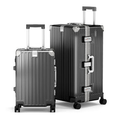 2-Piece Aluminium Frame Hard Shell Luggage Set, PC Trunk Suitcases with TSA Lock