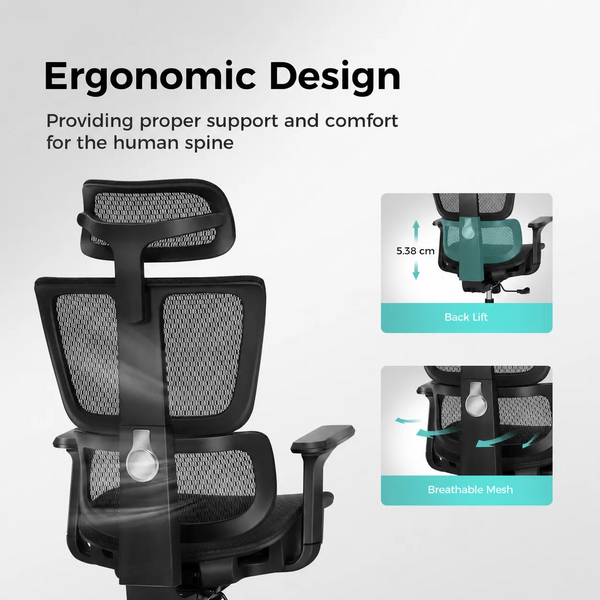 Ergonomic Mesh Office Chair with Footrest & 3D Adjustable Armrests