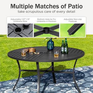 5-Piece Garden Dining Set with Round Table and Wicker Rattan Chairs