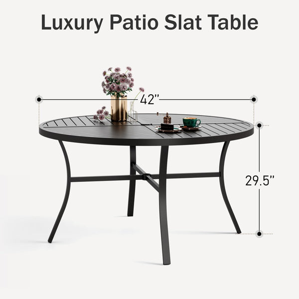 107cm Outdoor Metal Slat Steel Round Dining Table