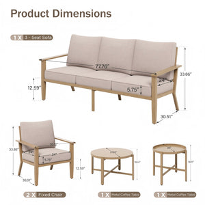 5-Seater Rope Garden Sofa Set with Wood-Effect Frame