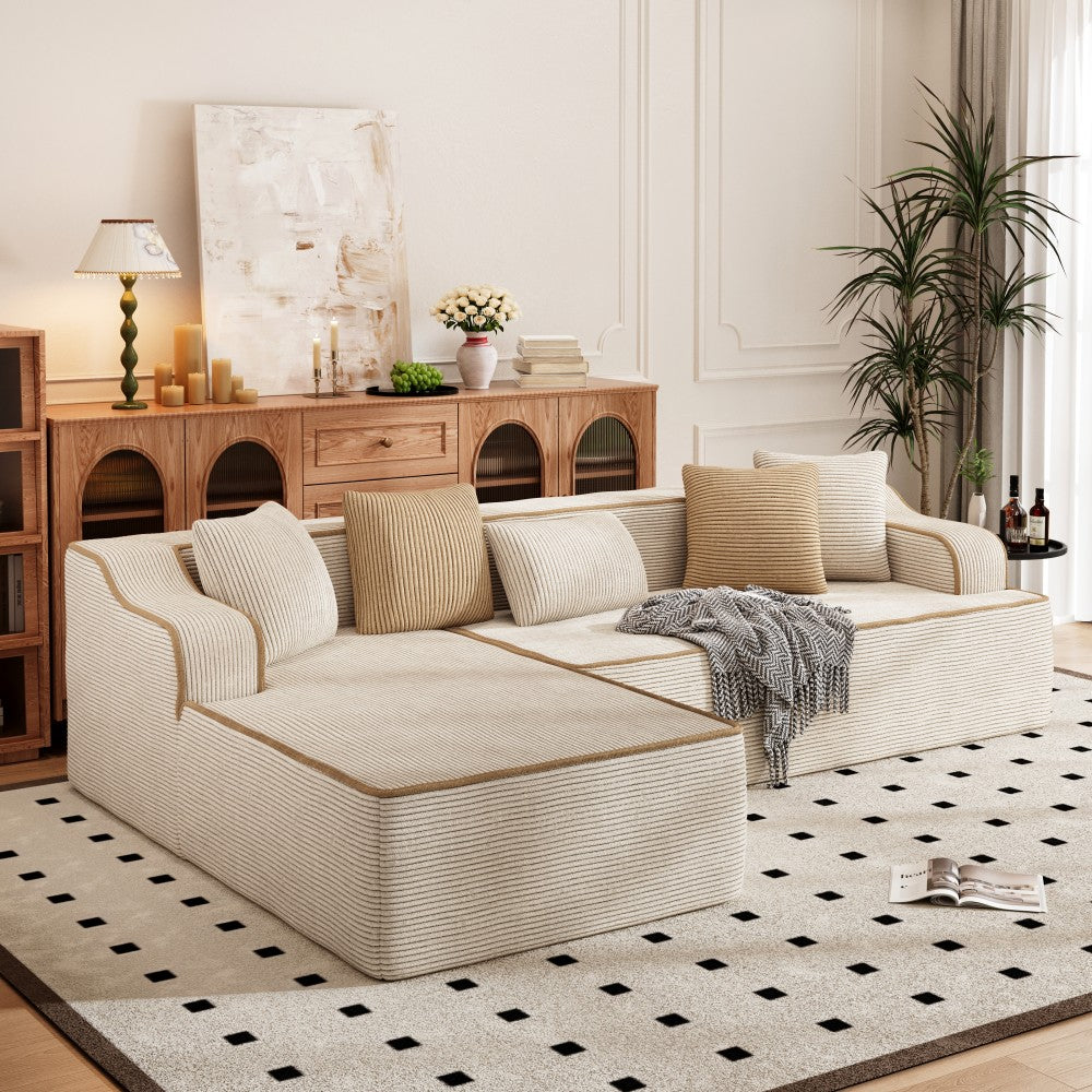 L Shaped Modular Sectional Sofa Compressed Boneless Couch