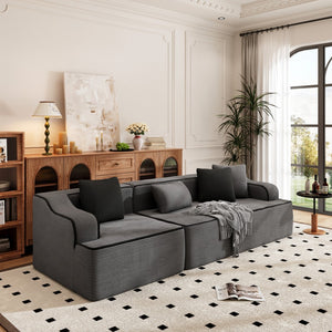 3 Seater Modular Sofa Soft Compressed Boneless Couch for Living Room