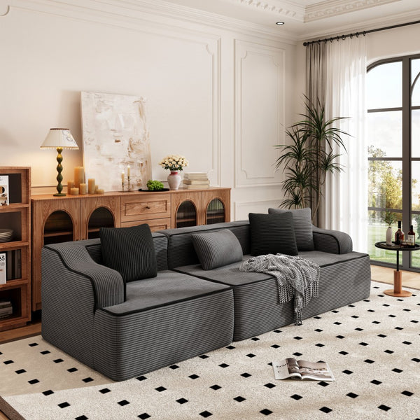 3 Seater Modular Sofa Soft Compressed Boneless Couch for Living Room