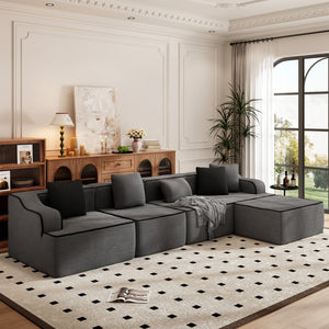 L Shaped Modular Sectional Sofa Compressed Boneless Couch