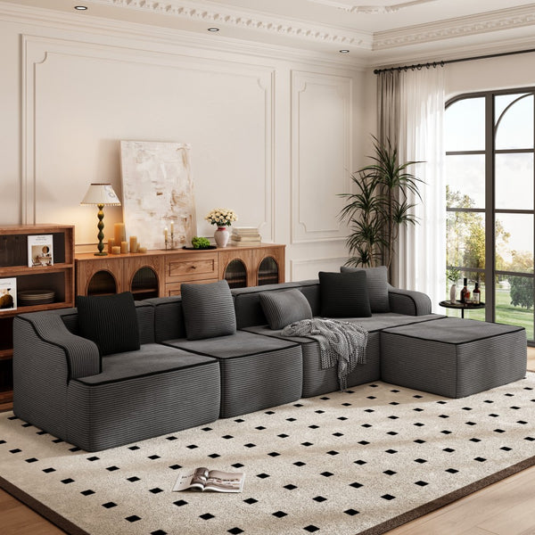 L Shaped Modular Sectional Sofa Compressed Boneless Couch