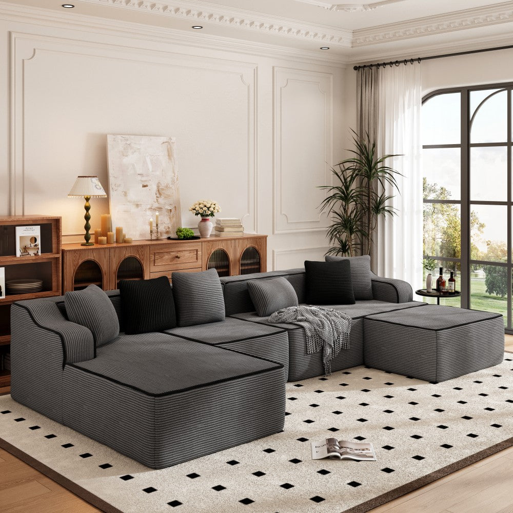 U Shaped Modular Sofa Large Boneless Couch Comfortable Living Room Seating