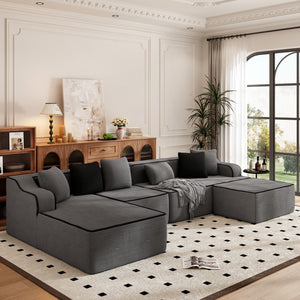 U Shaped Modular Sofa Large Boneless Couch Comfortable Living Room Seating