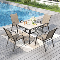 Ease 4-Seater Outdoor Dining Set with Marble-like Tabletop