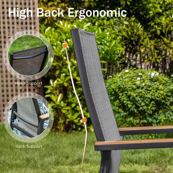 Stackable High Back Outdoor Chairs with Aluminum Frame