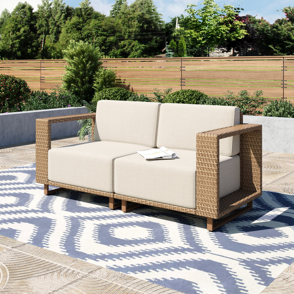 Garden Rattan Loveseat-Add-on Piece for Catalina Sofa Set