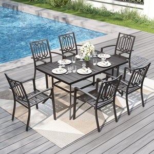 7 Piece Outdoor Metal Dining Set for Garden Patio and Backyard
