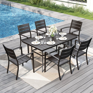 Veranda 6-Seater Outdoor Dining Set with 150cm Rectangular Steel Table