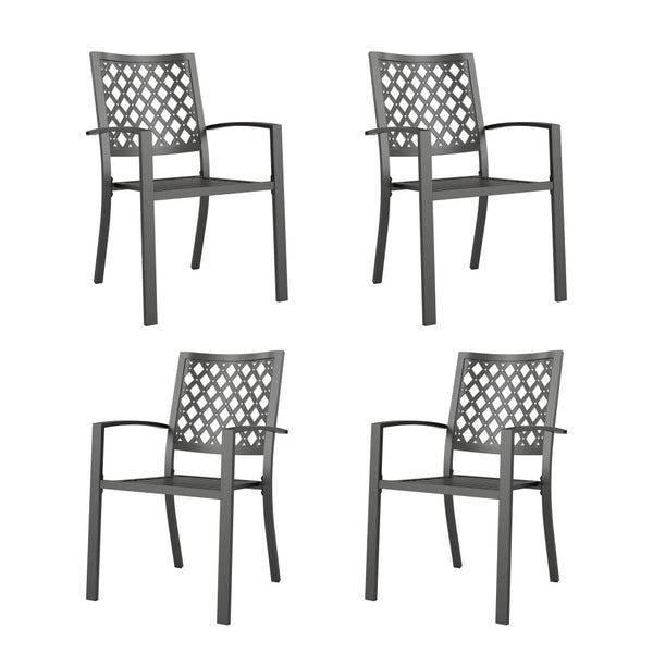 Metal Stackable Garden Chairs Set of 2/4