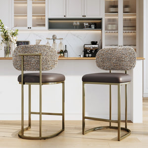 Modern PU and Chenille Counter Height Bar Stool