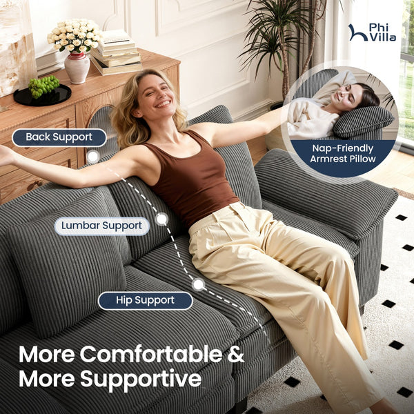 U‑Shaped Cosy Corduroy Sofa with Chaise