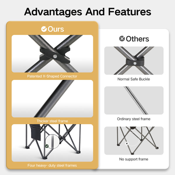 Thickened Folding Camping Chair with Armrests