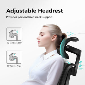Ergonomic Mesh Office Chair with Footrest & 3D Adjustable Armrests