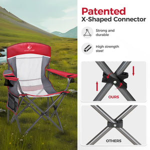 Set of 2 Mesh Folding Camping Chairs with Armrests
