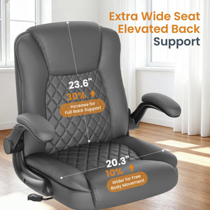 Diamond-Quilted PU Leather Office Chair with Flip-Up Armrests