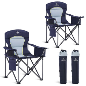 Heavy duty padded folding camping chair with reinforced steel frame and rip-stop Oxford fabric