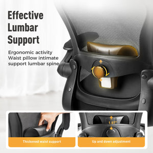 Ergonomic Mesh Office Chair with Flip-Up Armrests & Adjustable Lumbar Support