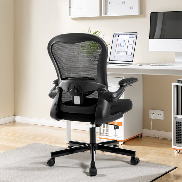 Ergonomic Mesh Office Chair with Flip-Up Armrests & Adjustable Lumbar Support