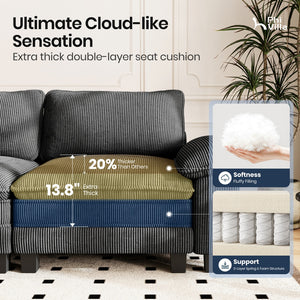 U‑Shaped Cosy Corduroy Sofa with Chaise