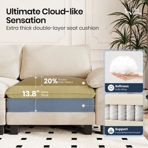 U‑Shaped Cosy Corduroy Sofa with Chaise