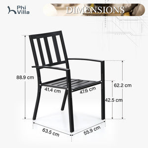 Metal Stackable Garden Chairs Set of 2/4
