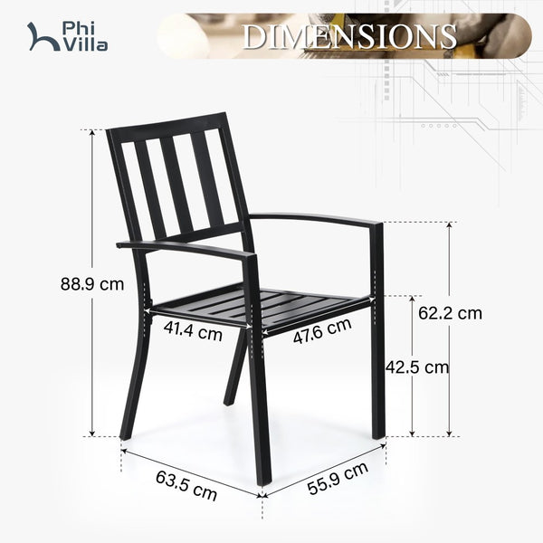 Metal Stackable Garden Chairs Set of 2/4